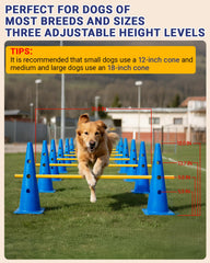 Lupar agility hurdle cones with adjustable height for dogs of different sizes.
