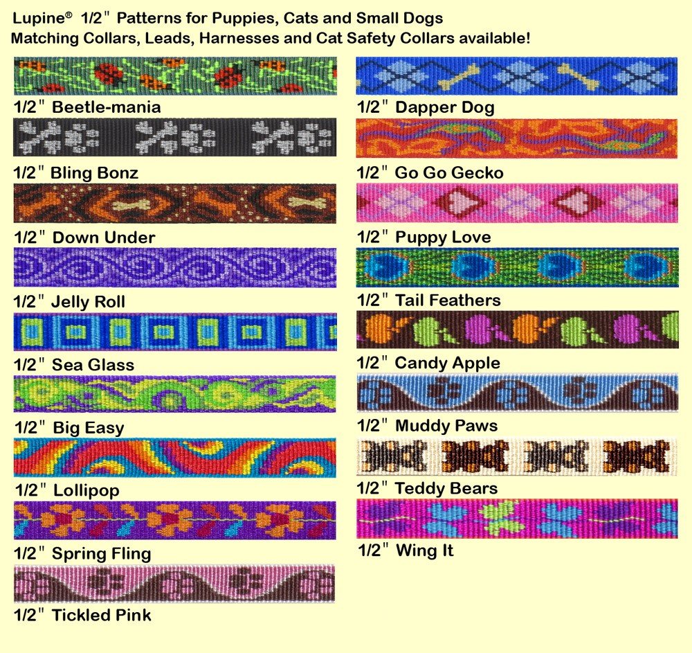 LupinePet Go Go Gecko collar pattern highlights durable jacquard weave