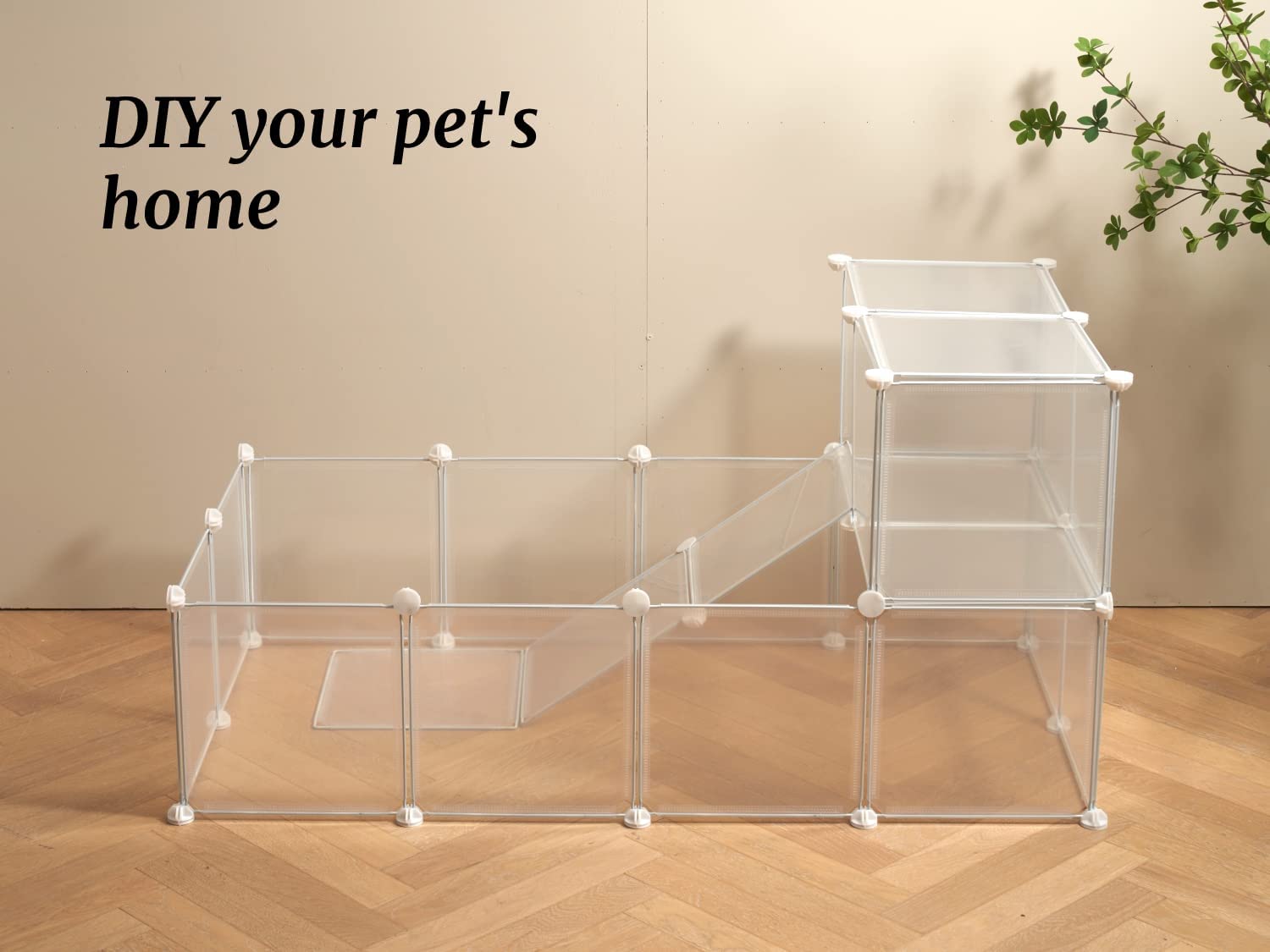 LURIVA clear plastic playpen 12x12 view helps monitor pets.