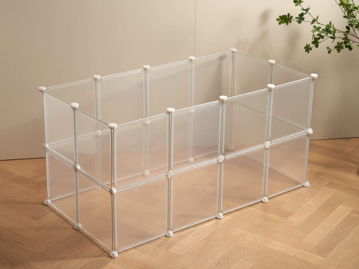 LURIVA transparent small animal playpen indoors keeps your pet visible during play.