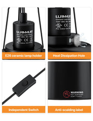 LURMMUE deep dome lamp back-vented top for safer heat dissipation