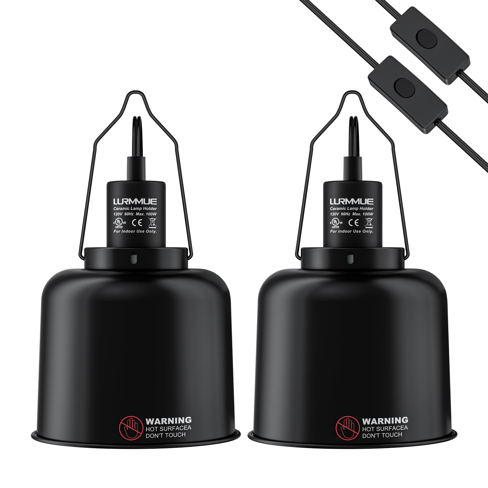 LURMMUE 2-pack 5.5-inch deep dome lamp front view shows reliable reptile heat and UVB support