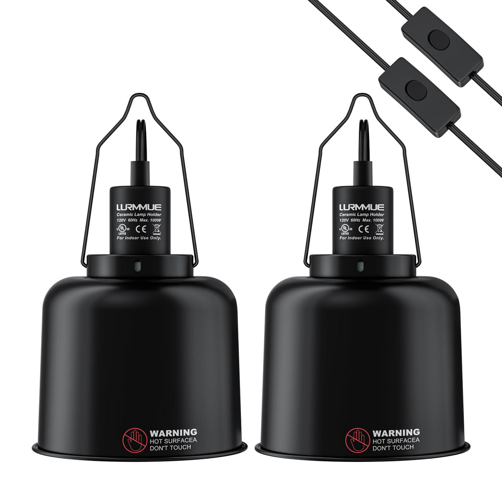 LURMMUE 2-pack 5.5-inch deep dome lamp front view shows reliable reptile heat and UVB support