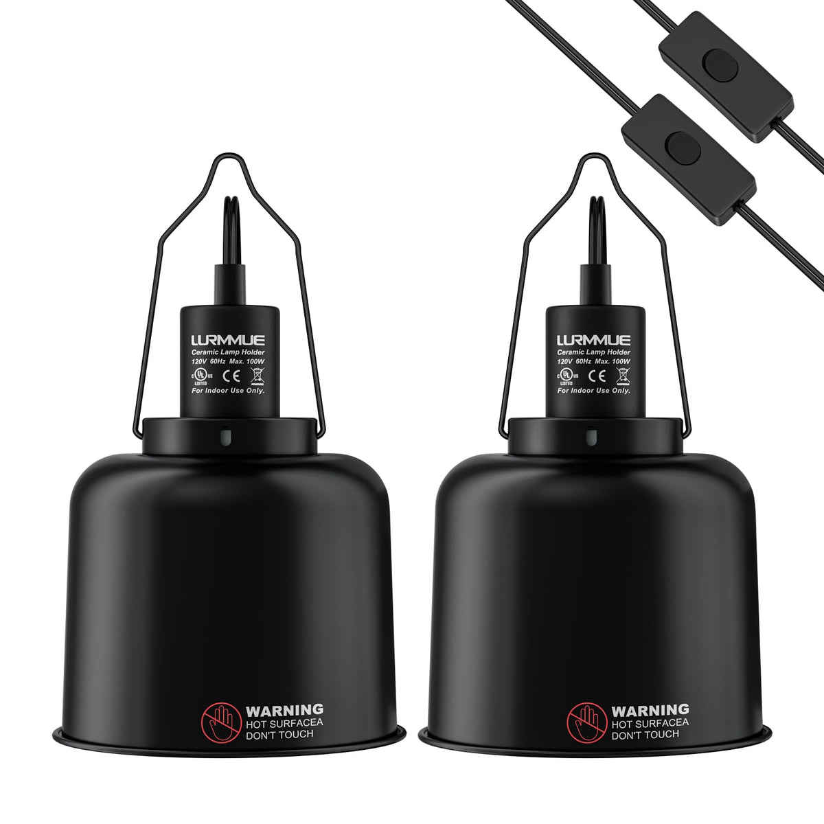LURMMUE 2-pack 5.5-inch deep dome lamp front view shows reliable reptile heat and UVB support