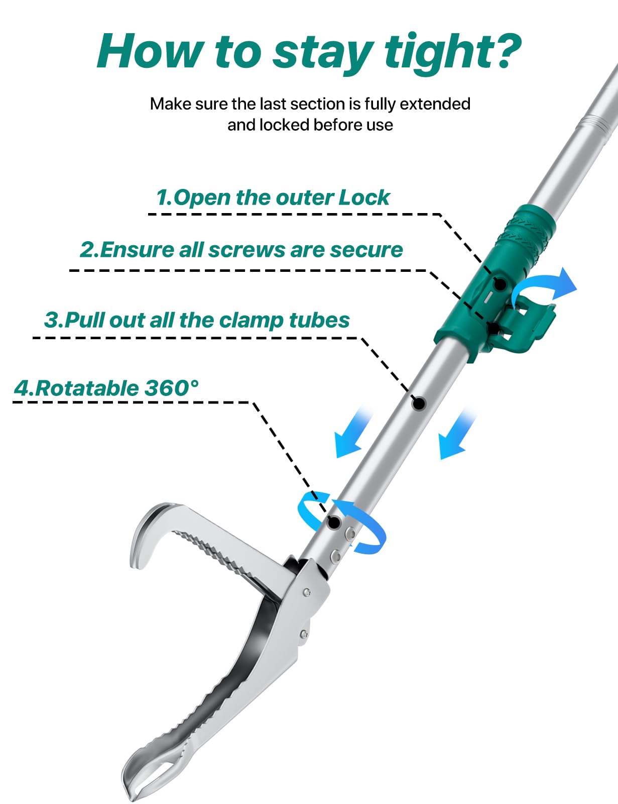 LURMMUE serrated jaws grip with control for secure reptile handling