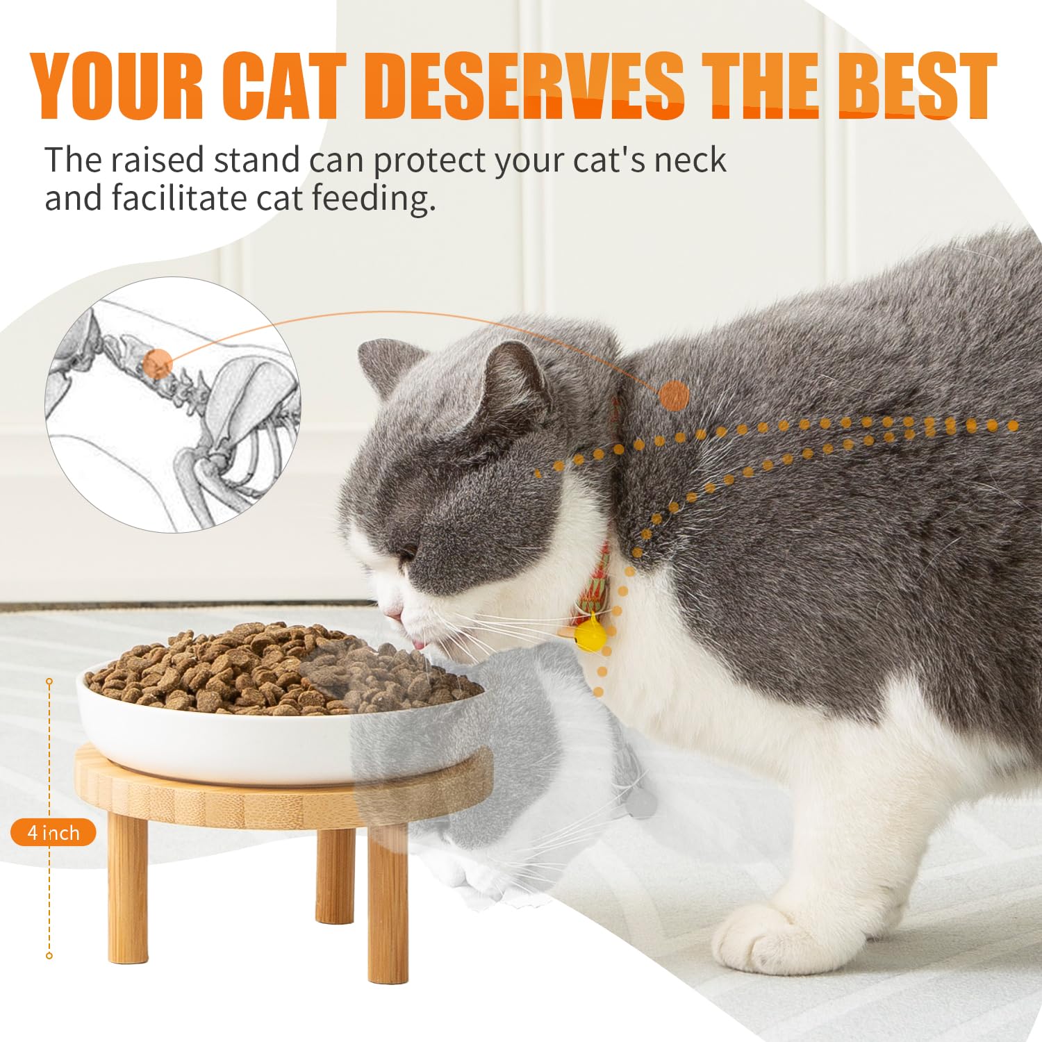 Lusifaco bamboo stand elevated feeding station keeps bowls steady and neat.