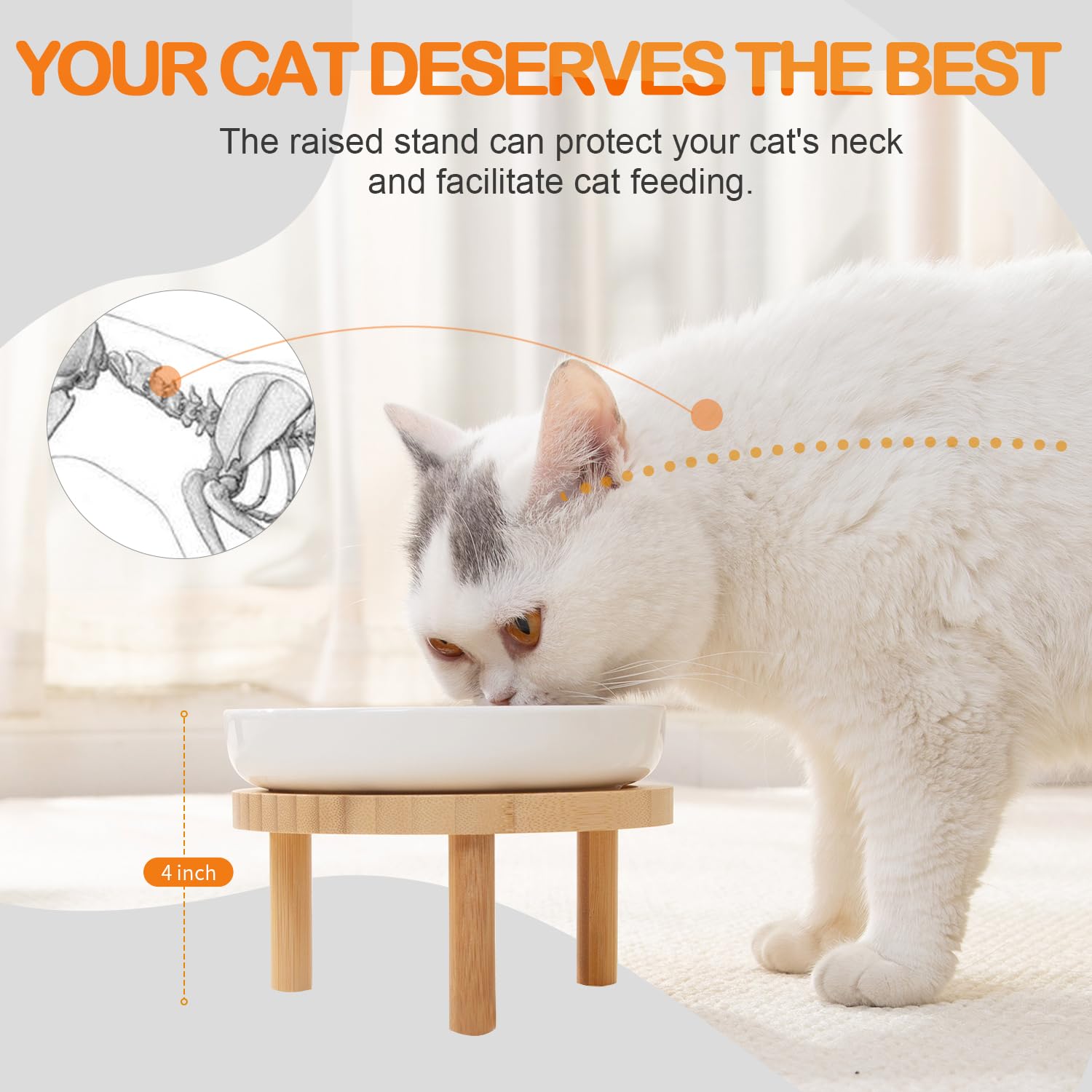 Lusifaco elevated feeding station with anti-slip feet keeps bowls steady during meals.
