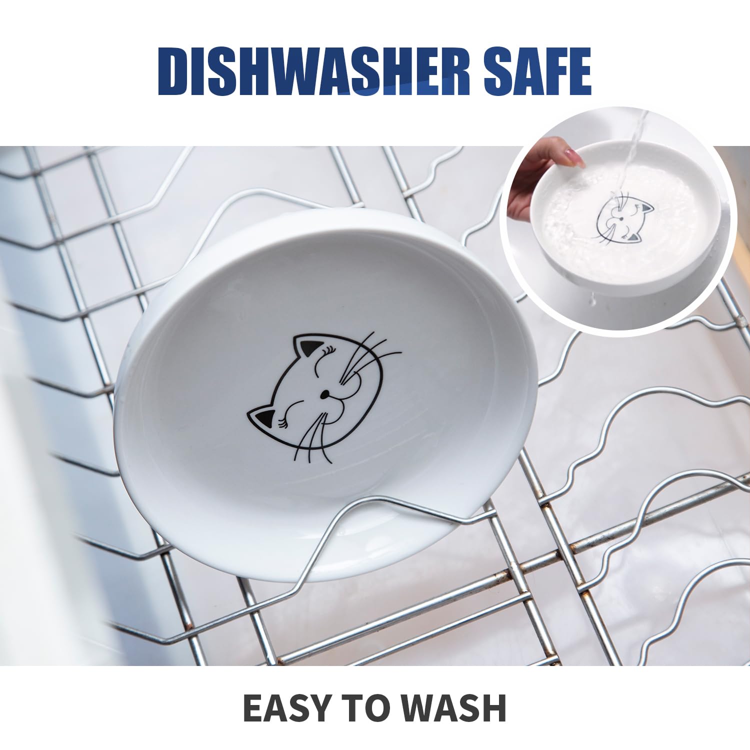 Lusifaco raised bowls prevent spills and keep floors clean.