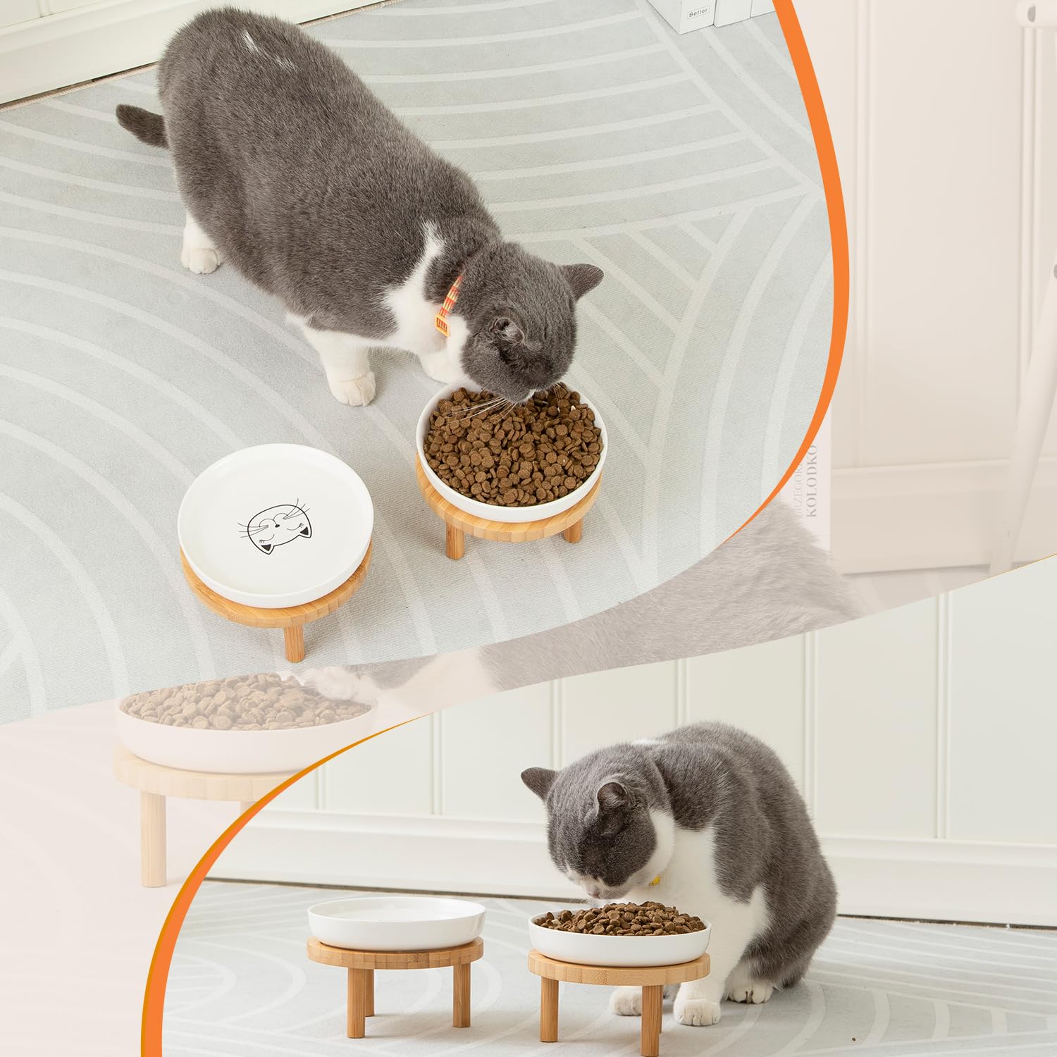 Lusifaco feeding station supports indoor cats with reduced neck strain.