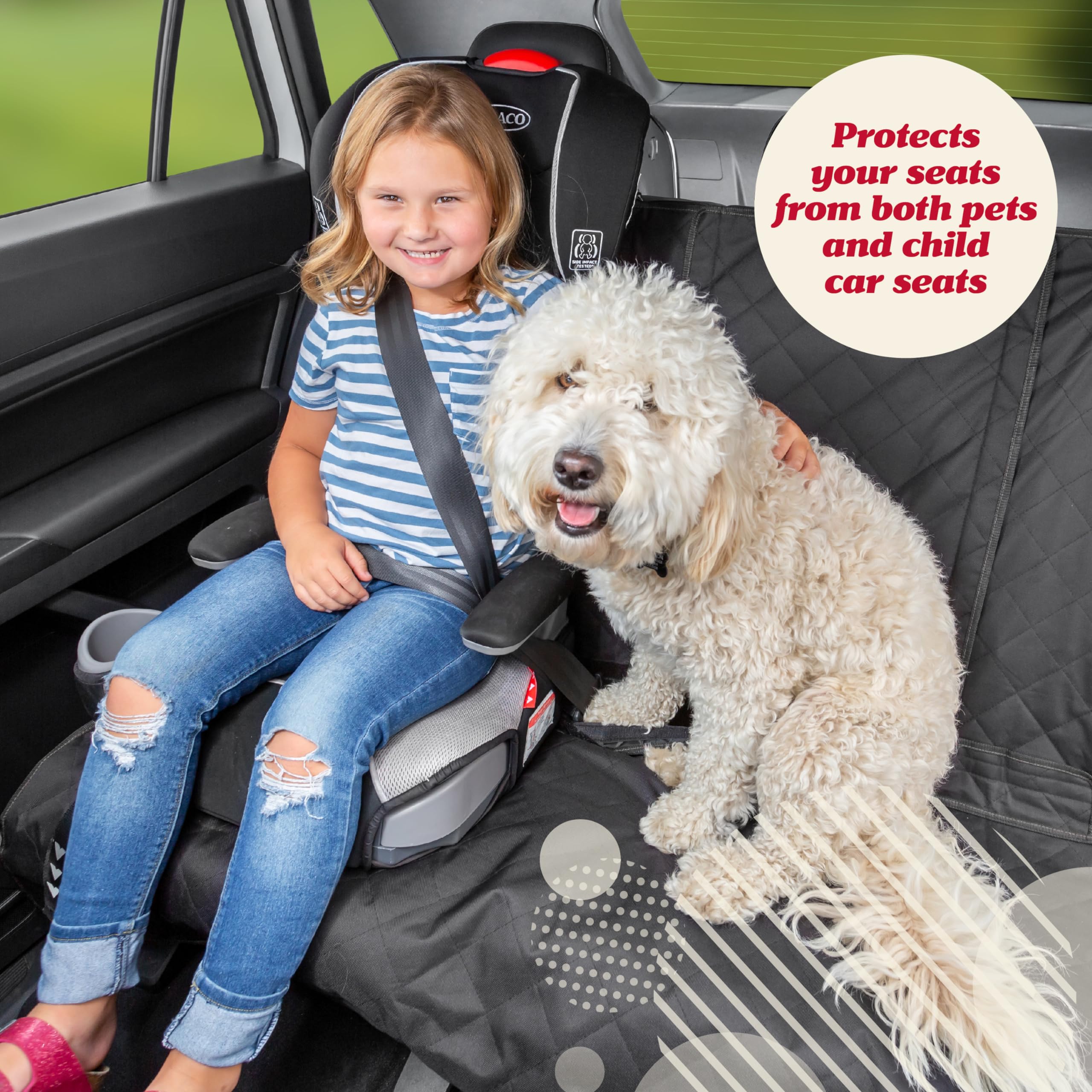 Lusso Gear non-slip back seat protector with anchors stays put on rough roads