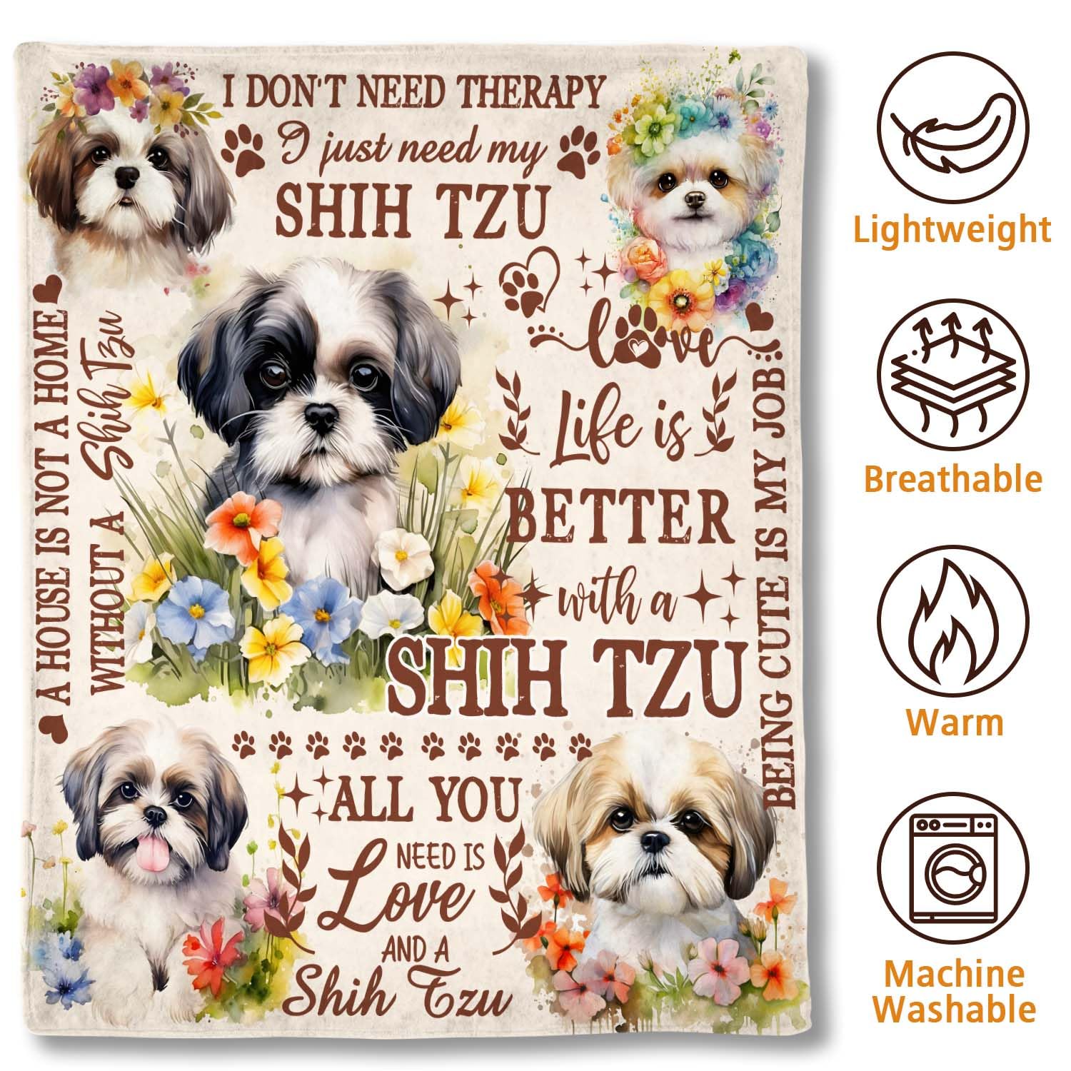 Lussues Nee Shih Tzu Blanket makes a thoughtful gift for dog lovers