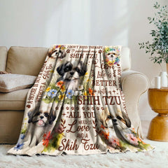 Lussues Nee Shih Tzu Blanket pattern closeup showcasing breed charm and soft texture