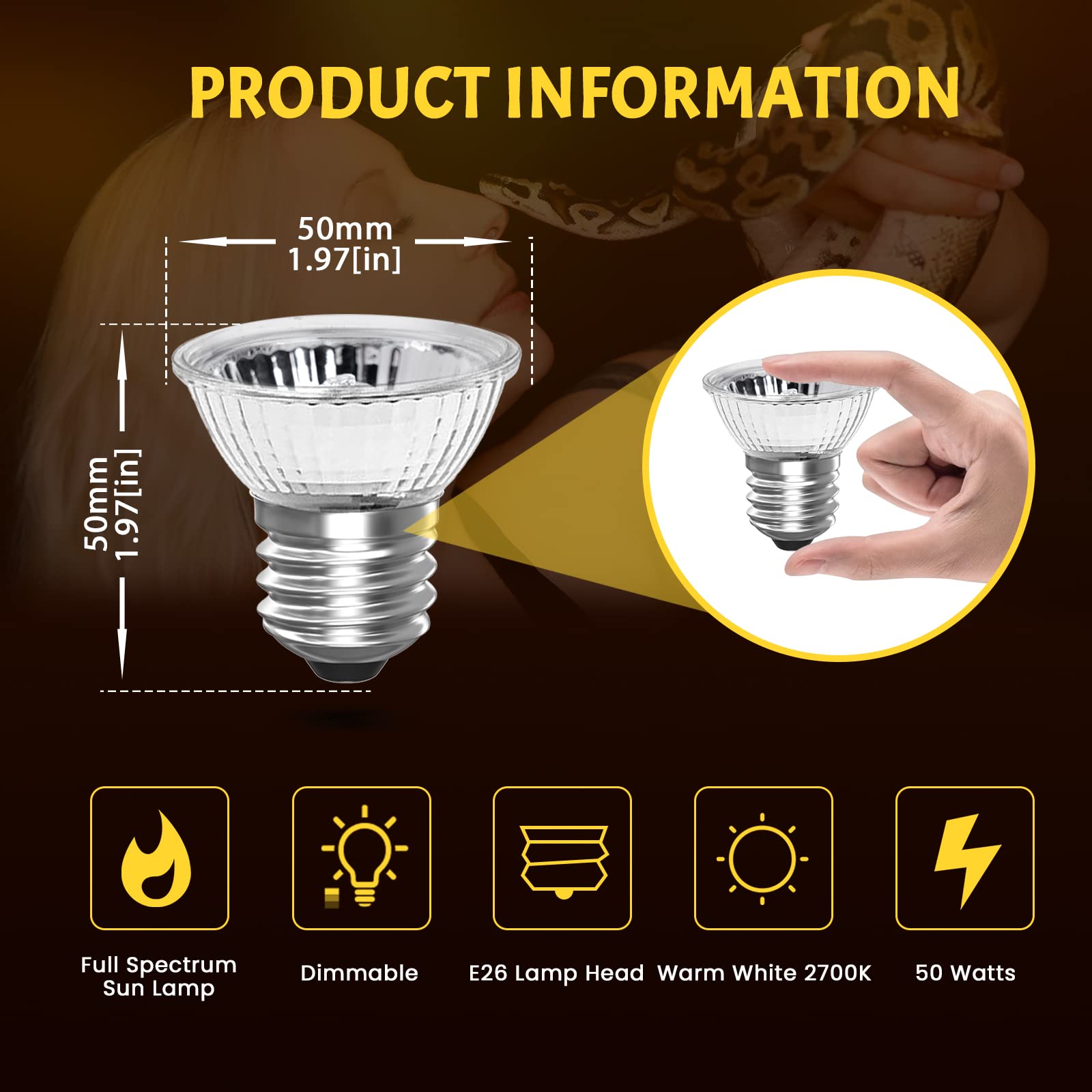 Lustaled pets enjoy warmth in their enclosure with this full-spectrum lamp.