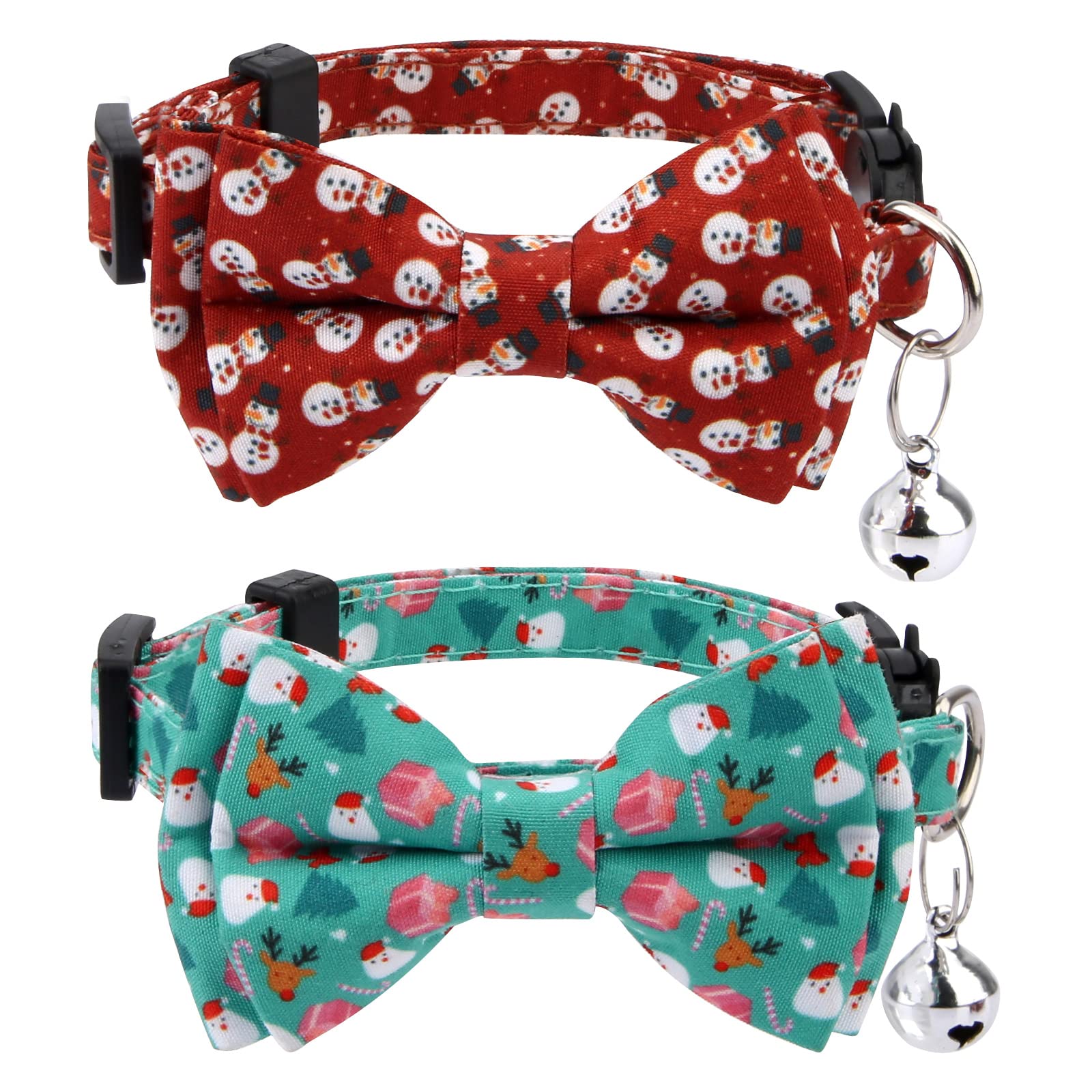 LUTER Christmas cat collar red snowman with bow promotes festive style and comfortable fit