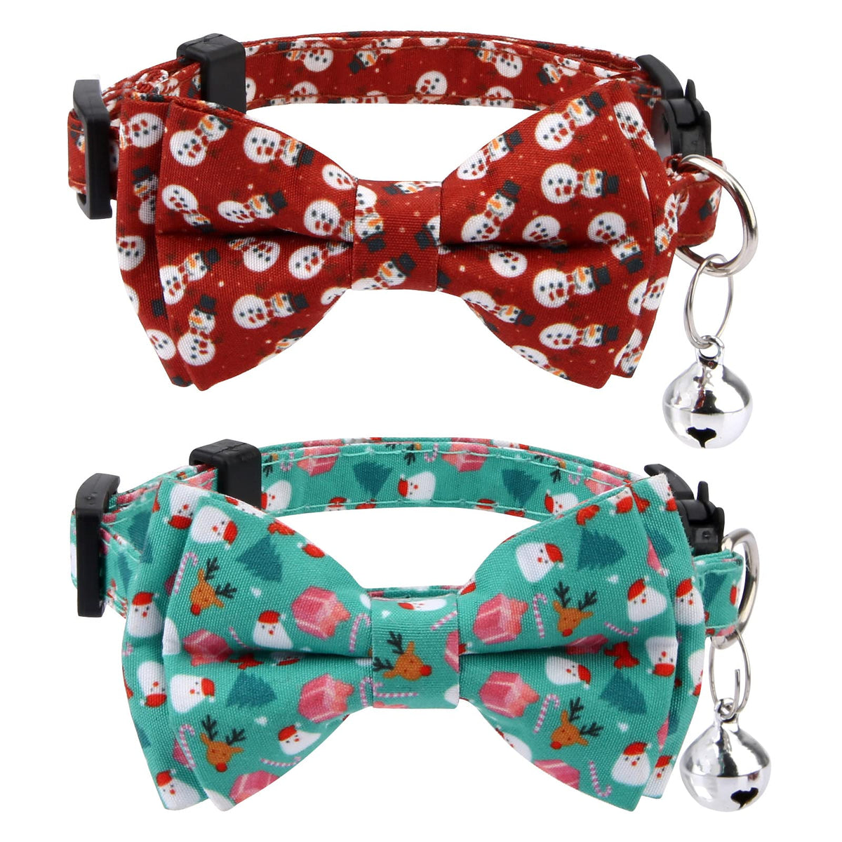LUTER Christmas cat collar red snowman with bow promotes festive style and comfortable fit