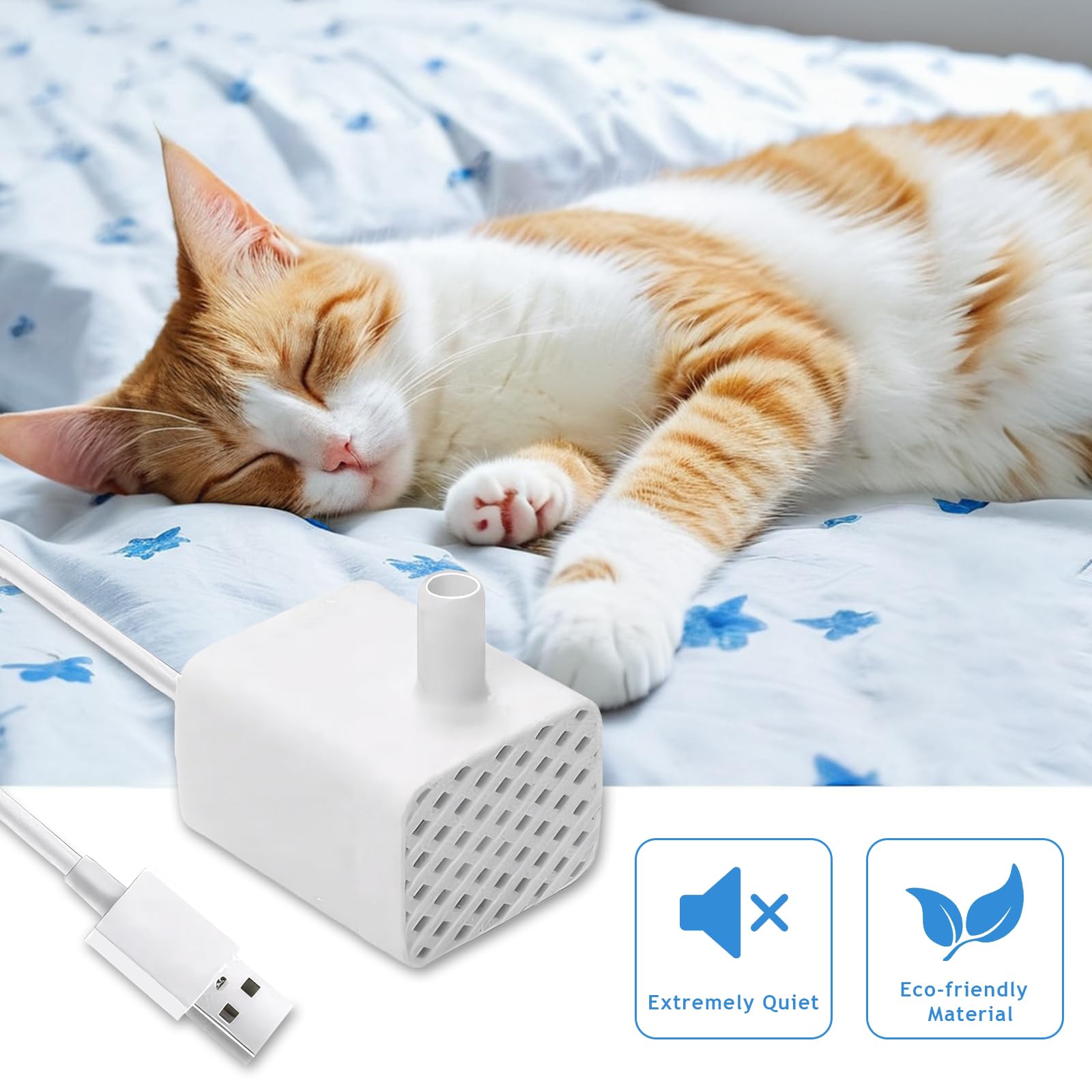 Luti water pump for pet fountain with USB power option enables flexible setups.
