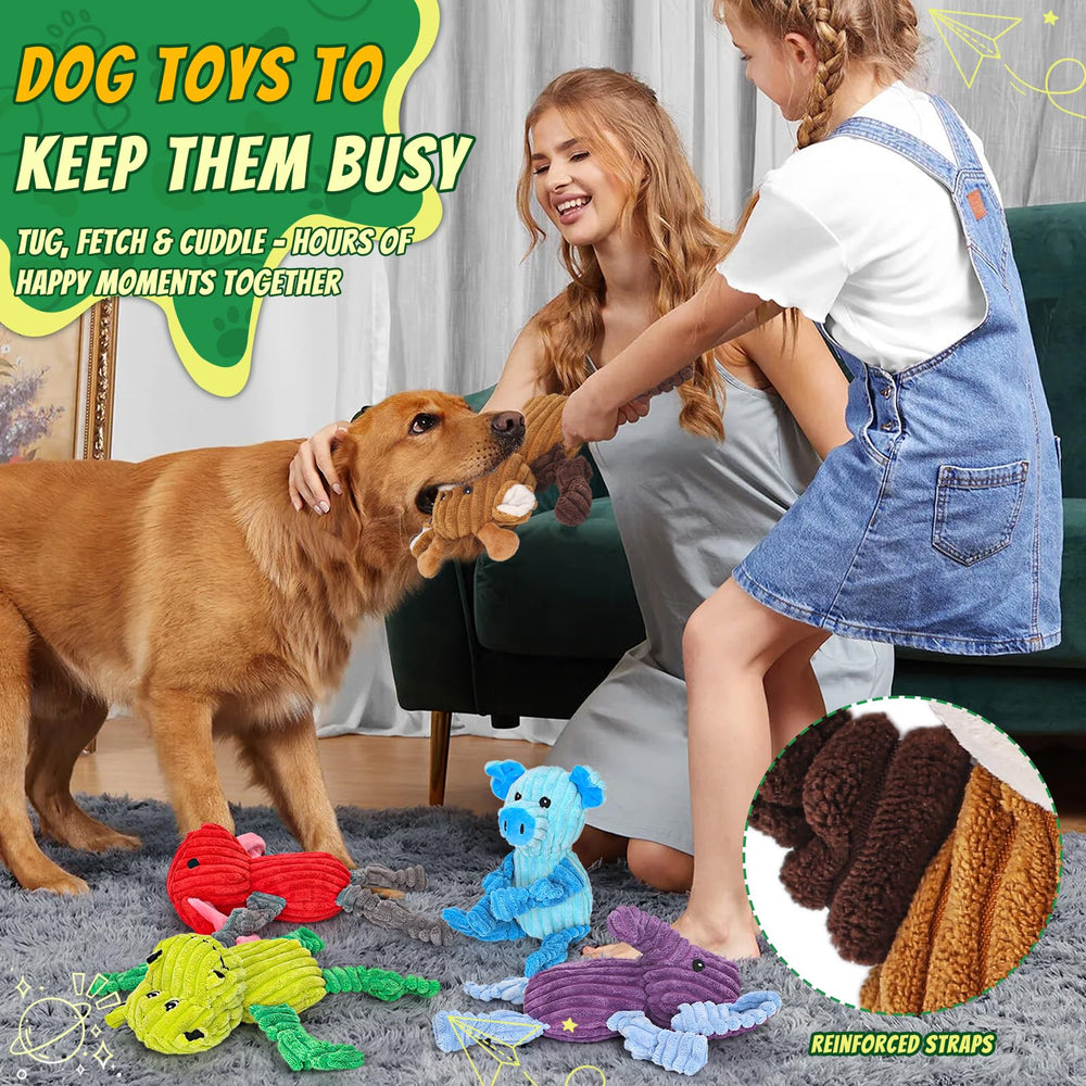Luudoogs 5-pack plush squeaky toys set provides varied options for multiple dogs or rotation.