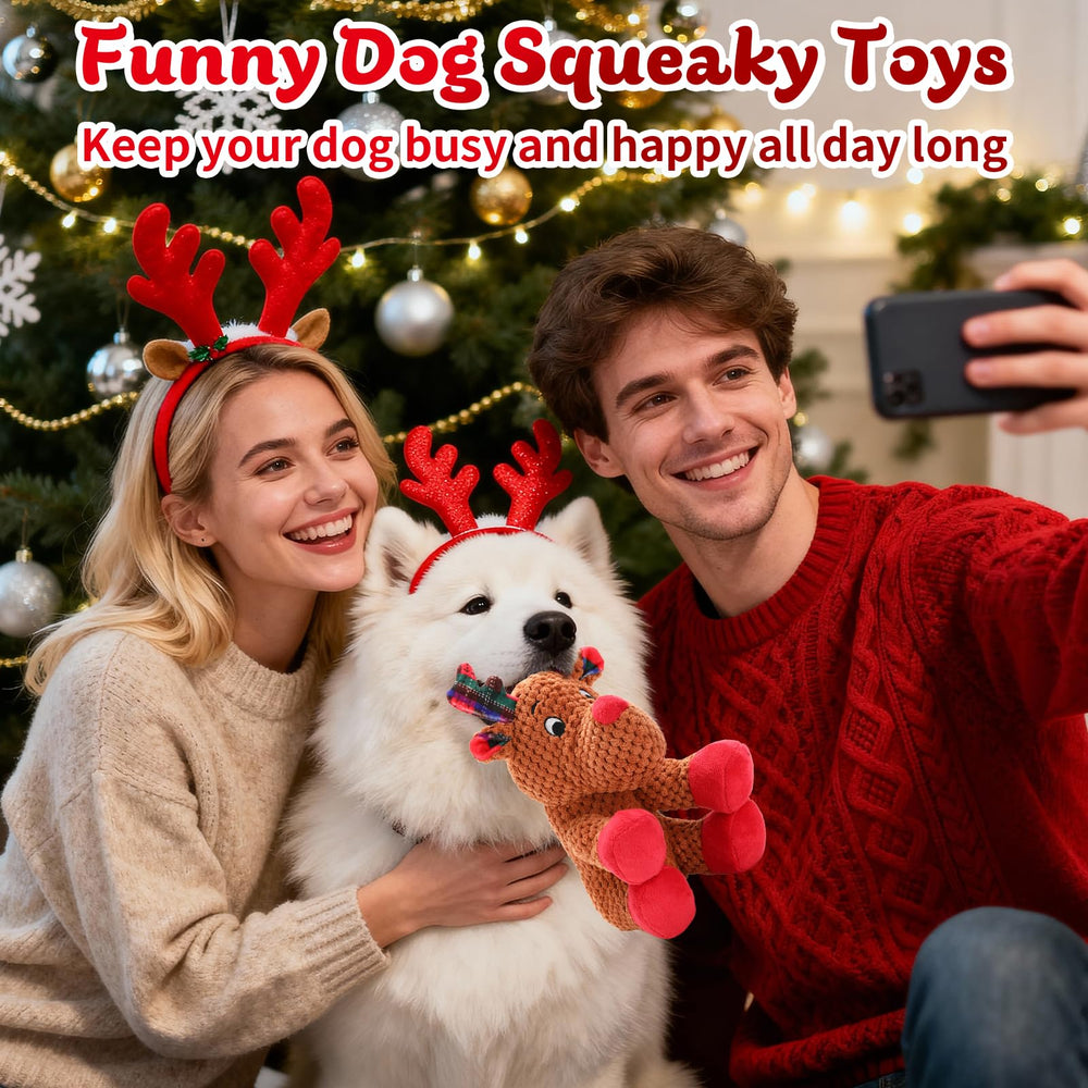 Luudoogs Christmas dog toy crinkle ears sparks sensory fun during chews