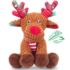 Luudoogs Christmas Reindeer dog toy front view for festive play and squeaky fun.