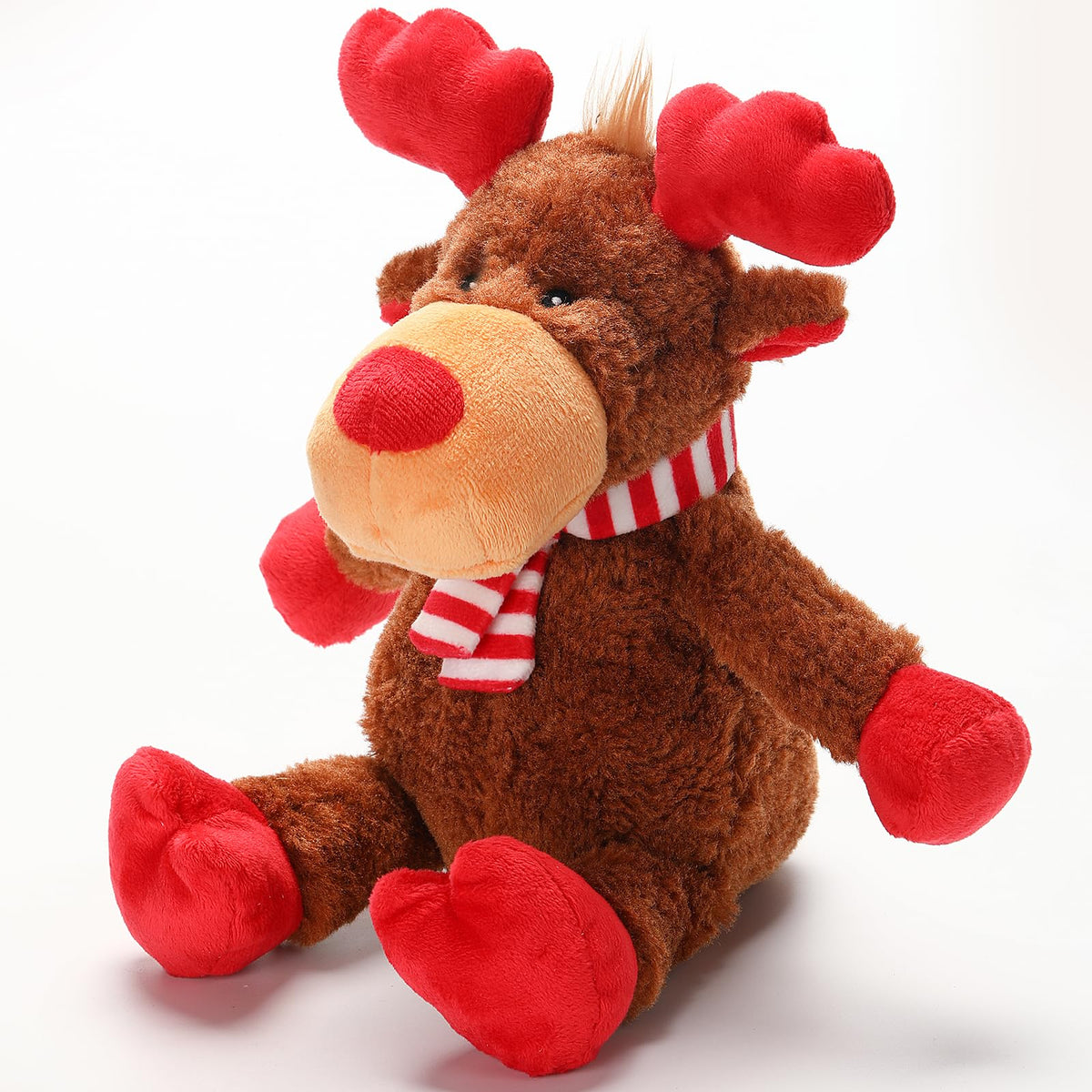 Luudoogs christmas-reindeer-squeaky-body dog-toy for interactive play.