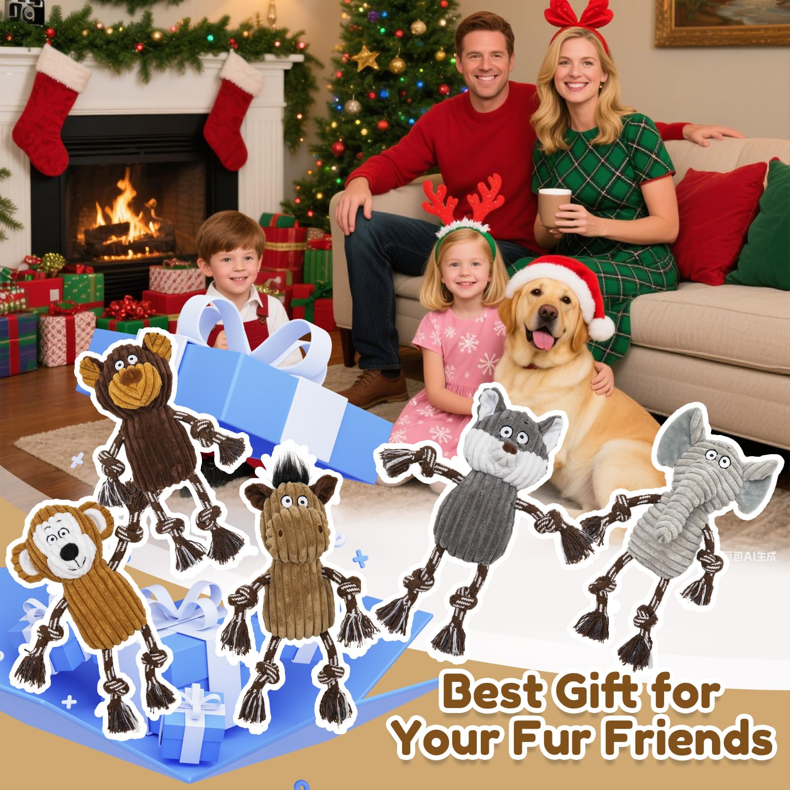 Luudoogs pack-use image showing dog enjoying playtime with toys.