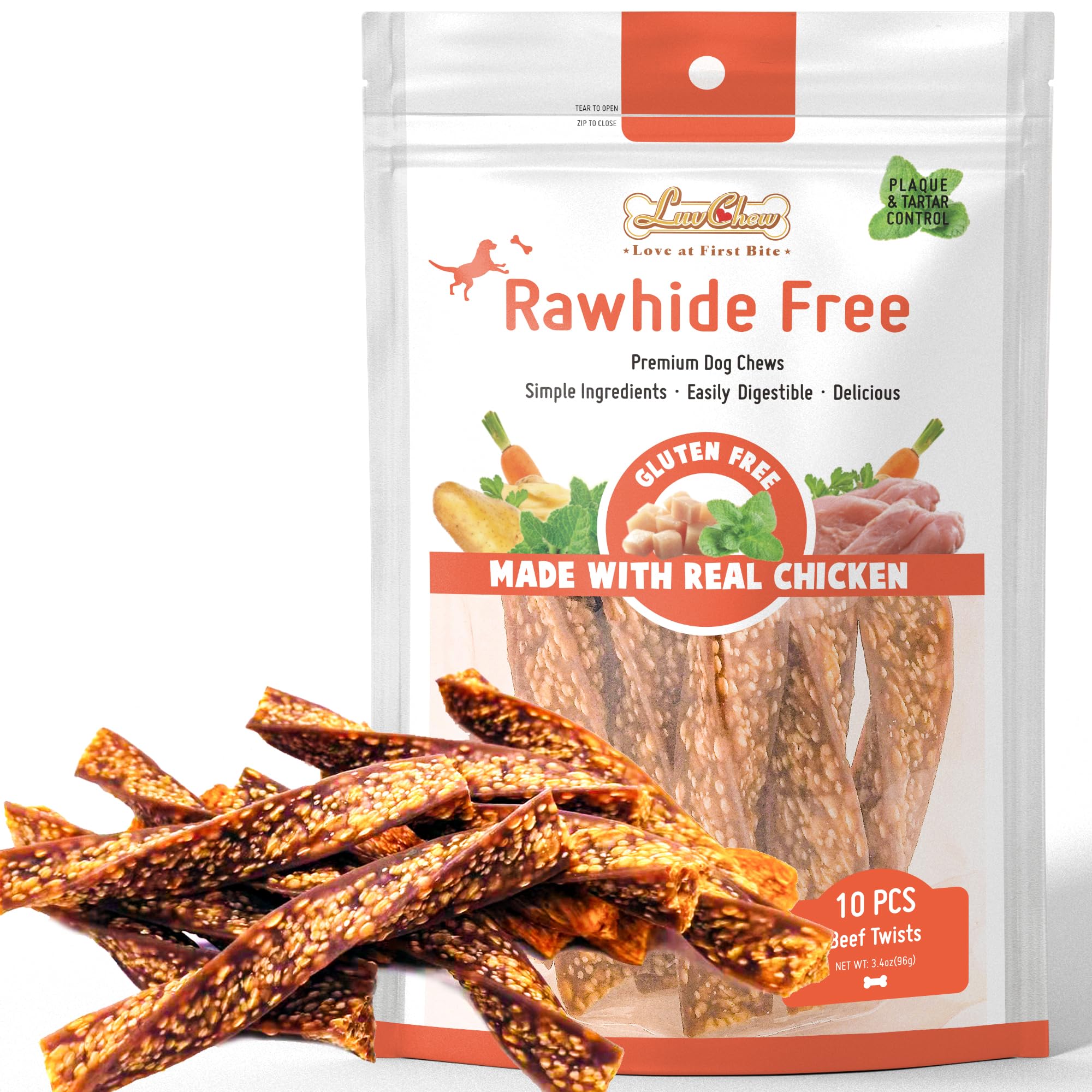 LuvChew beef dog chew twist pack – savory treats for rewarding good behavior.