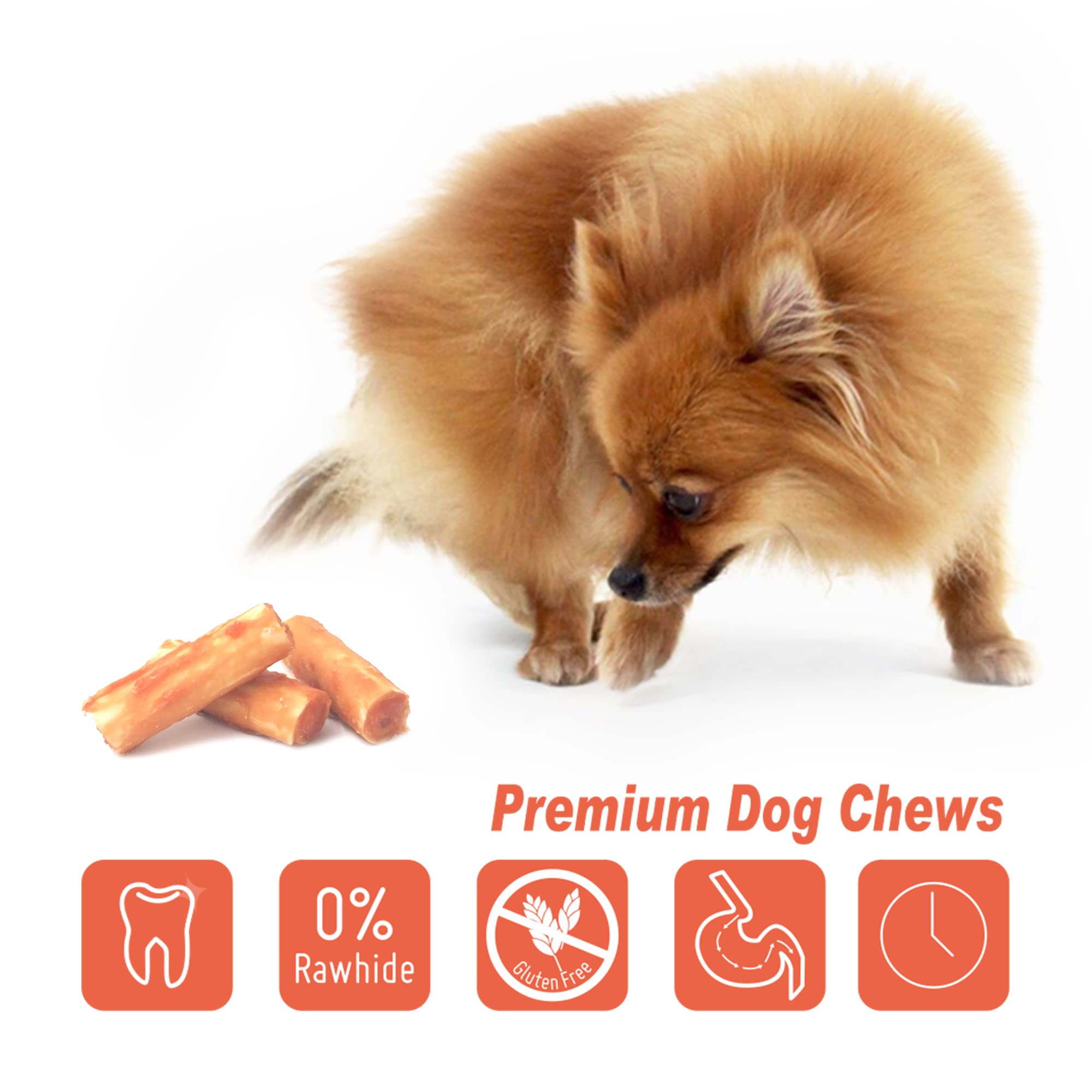 LuvChew chicken-rolls ingredient panel highlights wholesome ingredients and no grains