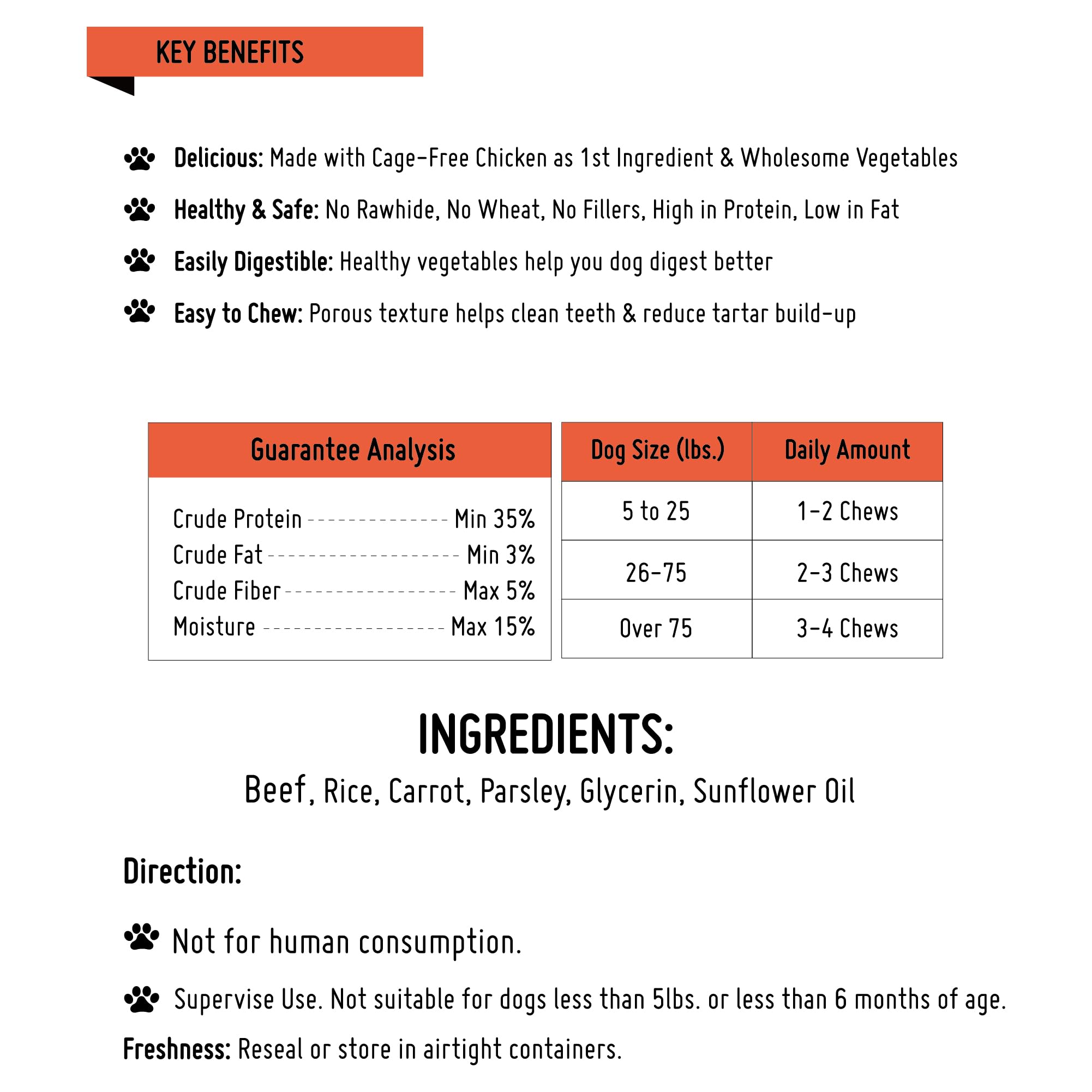 LuvChew puffed beef twists – rawhide-free and easily digestible alternative.