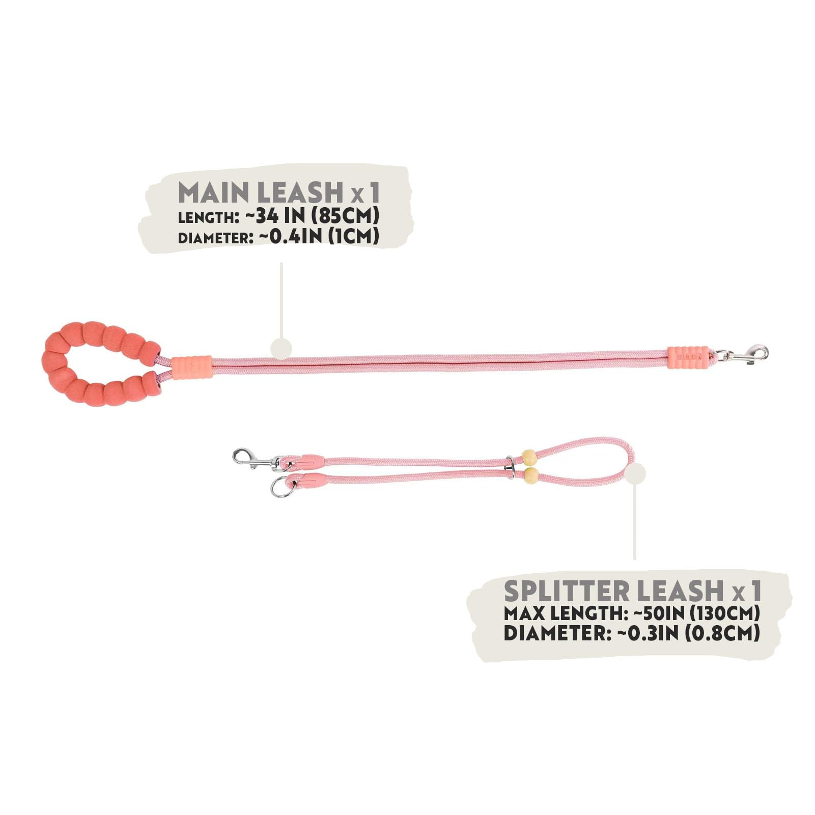 Luvfunaire adjustable splitter shown in use for flexible walk length.