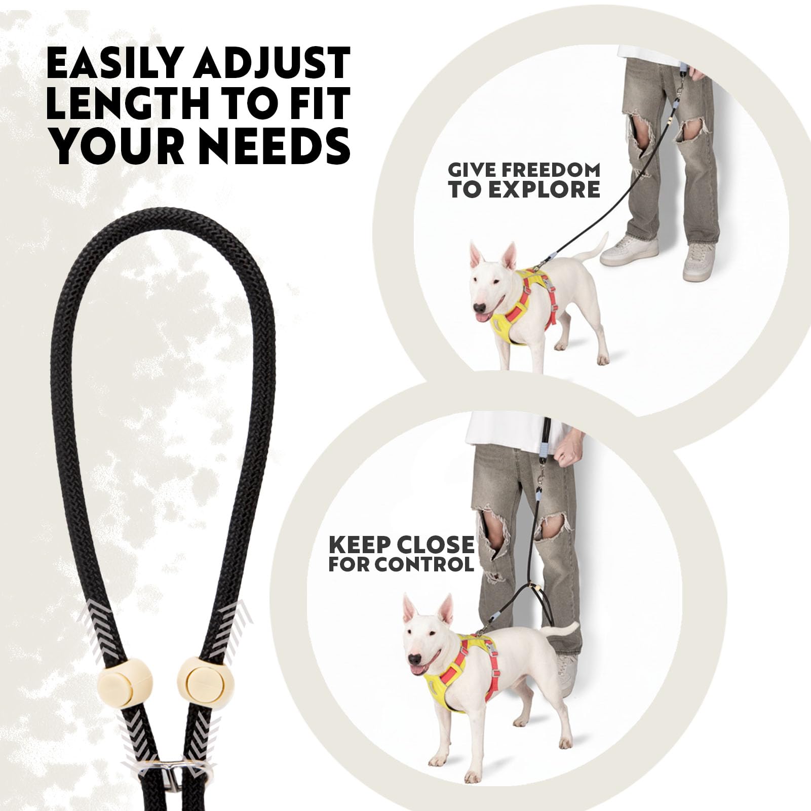Luvfunaire leash set designed for dogs under 40lbs with single or double use.