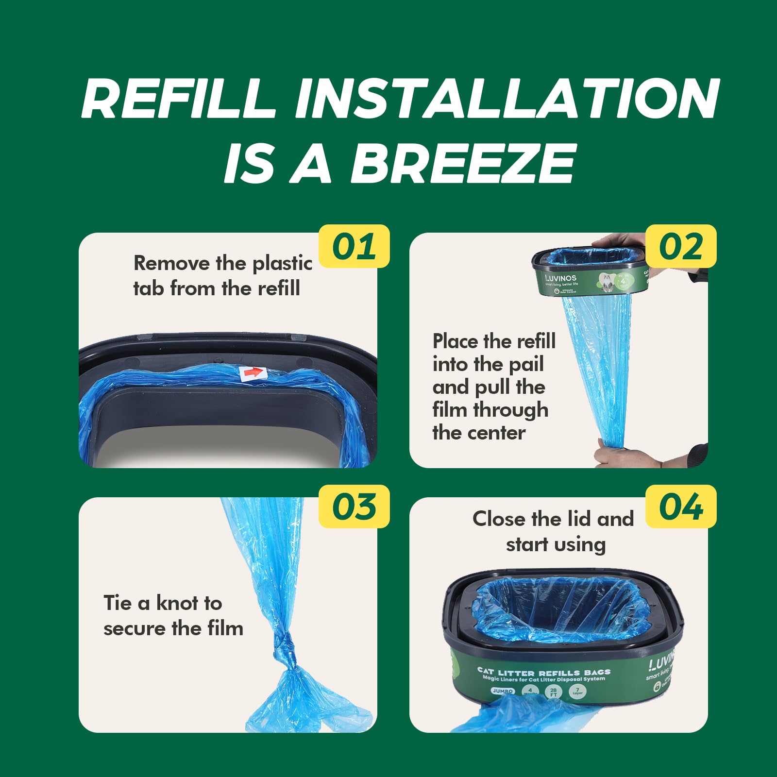 Luvinos compatibility with Litter Genie Standard Plus Style XL Plus models.