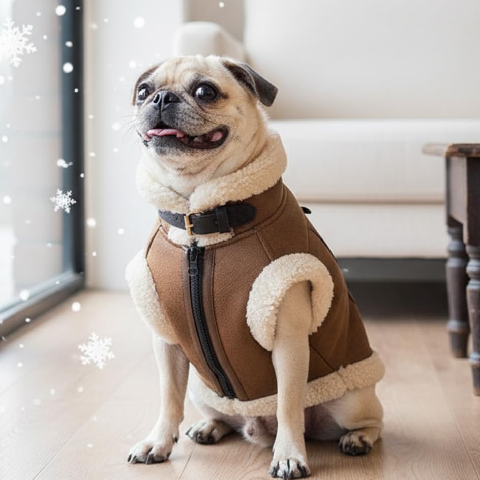LUVMOJO retro aviator dog jacket-d-ring detail with leash option and style cue.