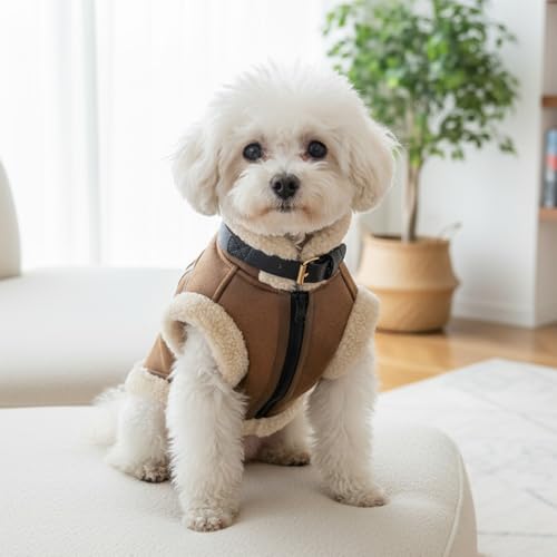 LUVMOJO Retro Aviator dog jacket side wear showcases stylish warmth
