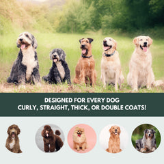 LUXFUR Premium dog slicker brush stainless steel pins gently remove tangles with minimal friction.