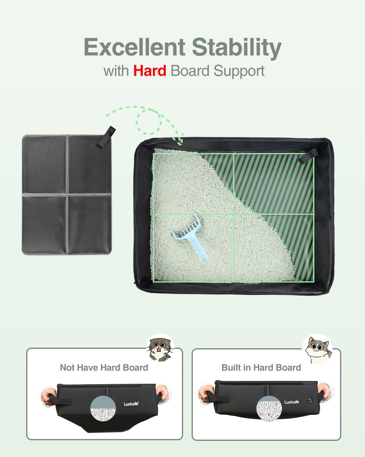 Luxtude portable litter box sturdy build with reinforced sides