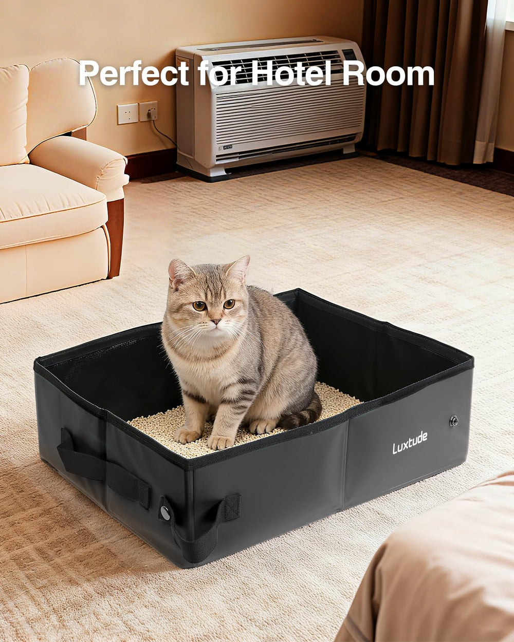 Luxtude portable litter box travel bag storage keeps accessories organized