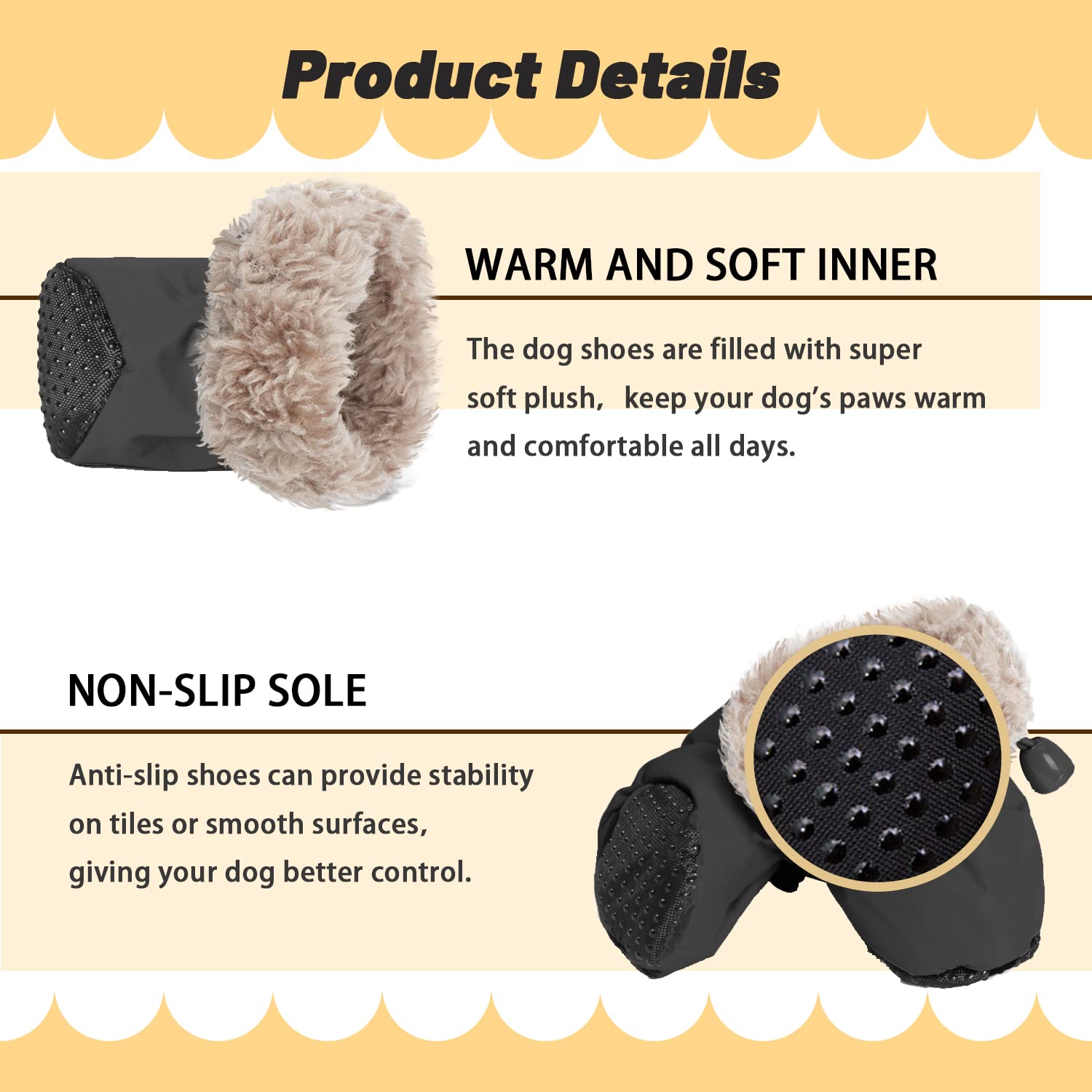 LUZGAT Dog Snow Boots with adjustable drawstring for secure, snug fit.