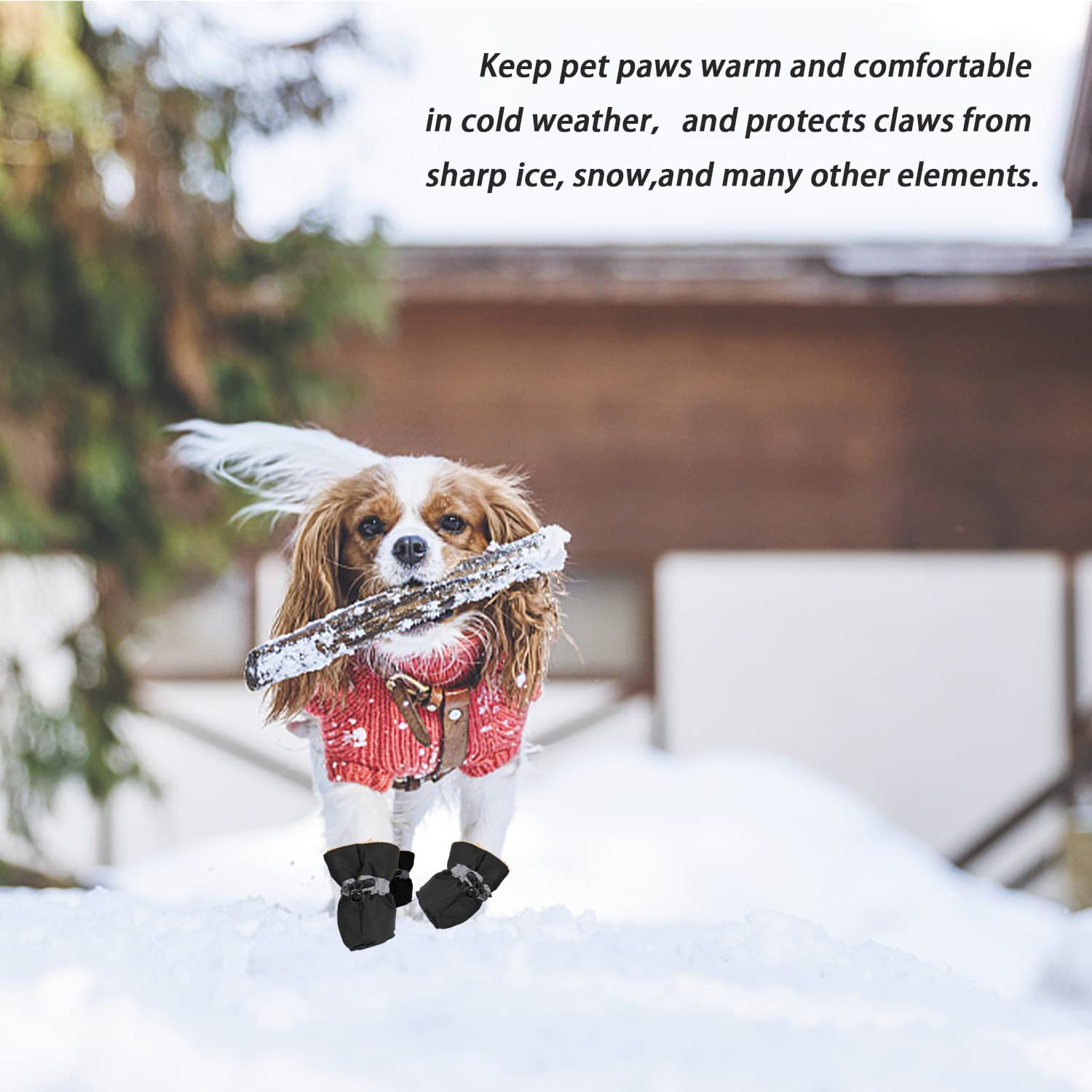 LUZGAT Dog Snow Boots color options coordinate with winter outfits.