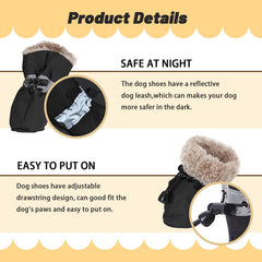 LUZGAT Dog Snow Boots with reflective strap for nighttime visibility.