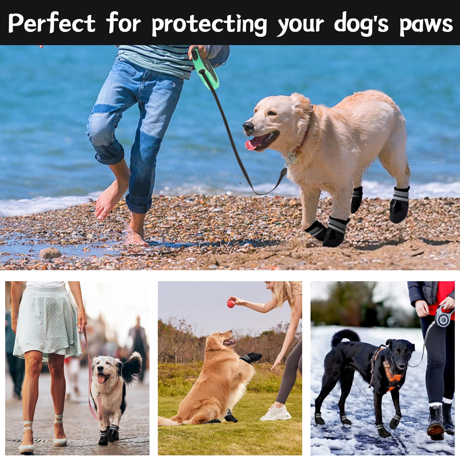 LUZGAT easy-to-use hook-and-loop closures secure paws during running or swimming