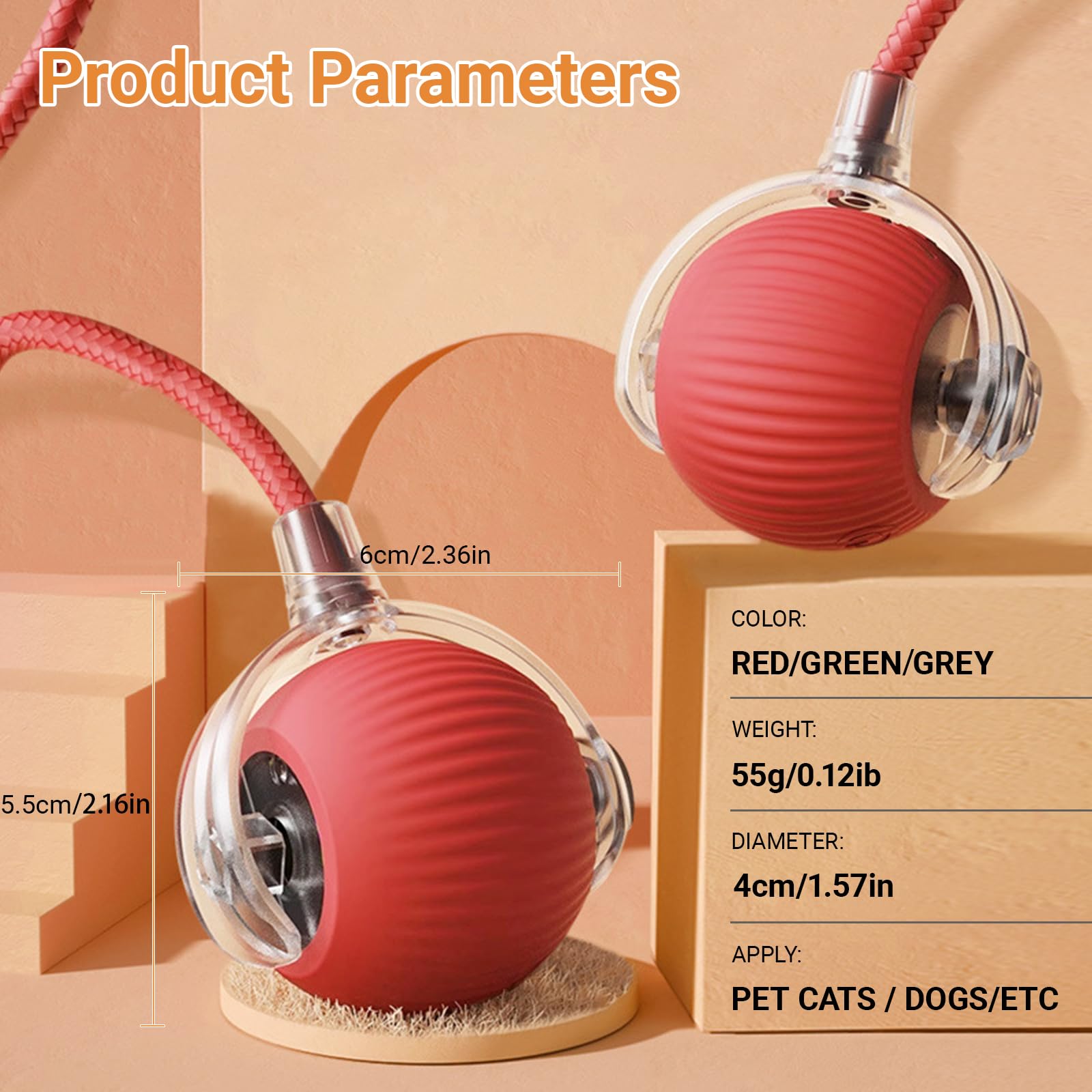 LVTEJPI 360-degree rolling action keeps pets engaged from every angle.