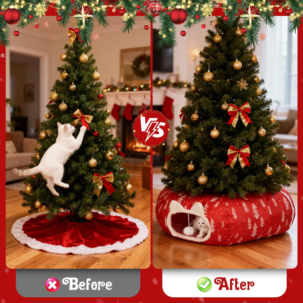 LVUVXVAV cat tunnel bed Christmas tree skirt design blends decor and pet space