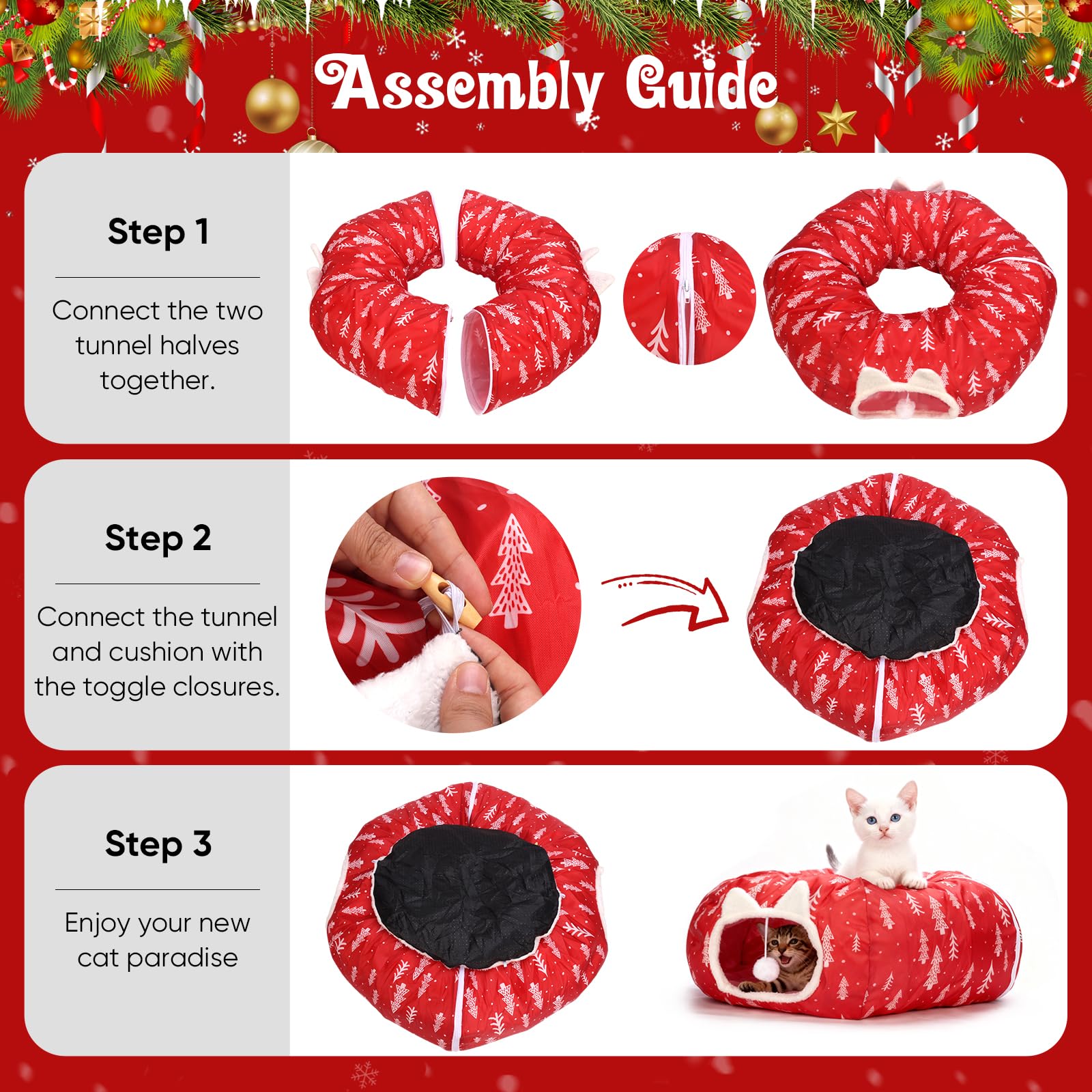 LVUVXVAV cat tunnel bed configuration and easy assembly options