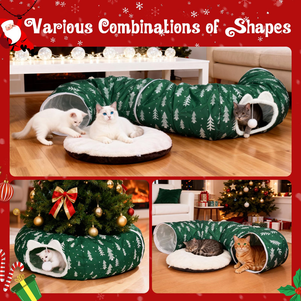 LVUVXVAV cat tunnel entry with hanging plush balls encourages safe exploration.