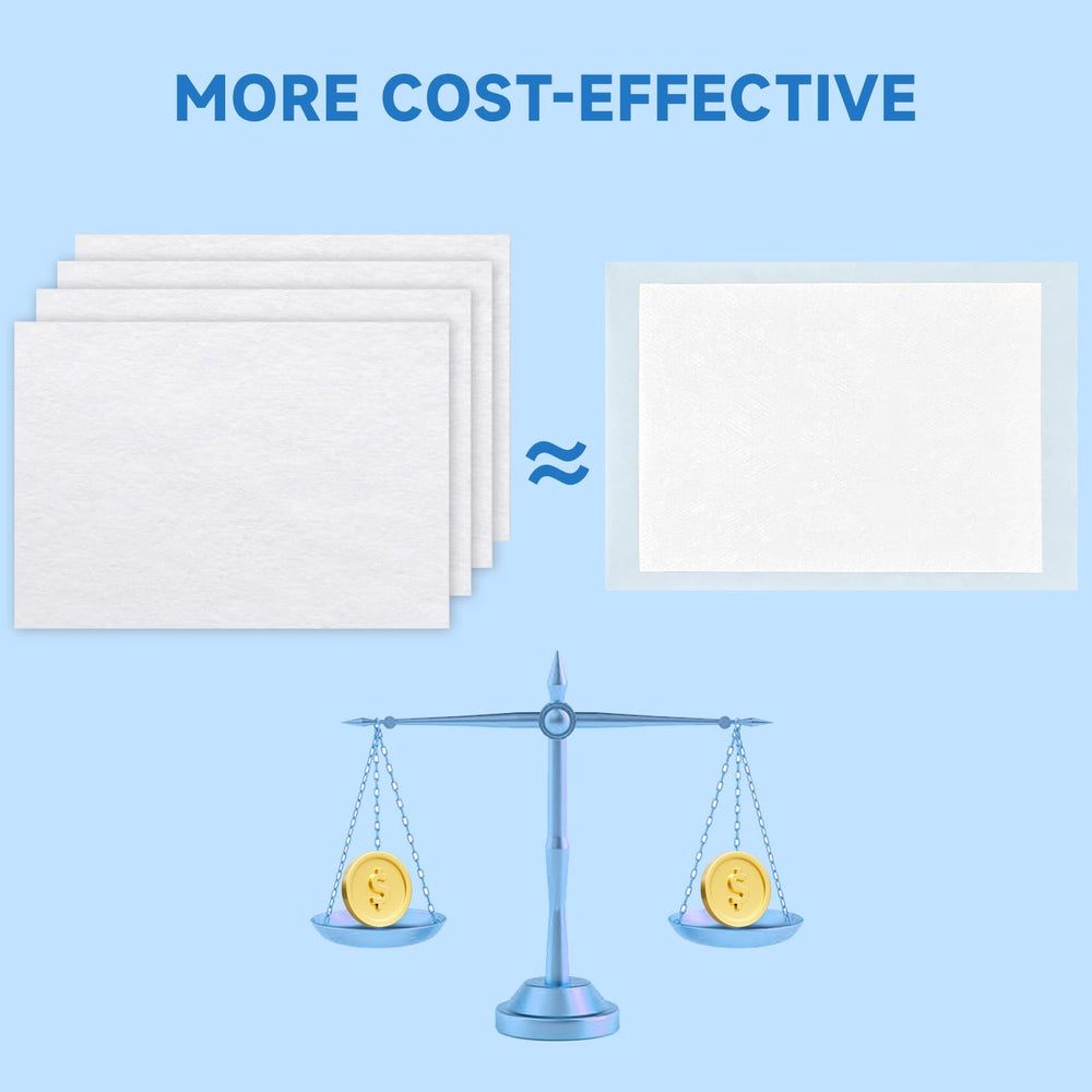 L&W BROS Easy Clean cost-effective sheets save compared to traditional pads.