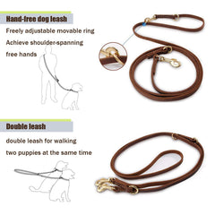 LWBMG correa de cuero 8 ft modos largos y cortos para perros.