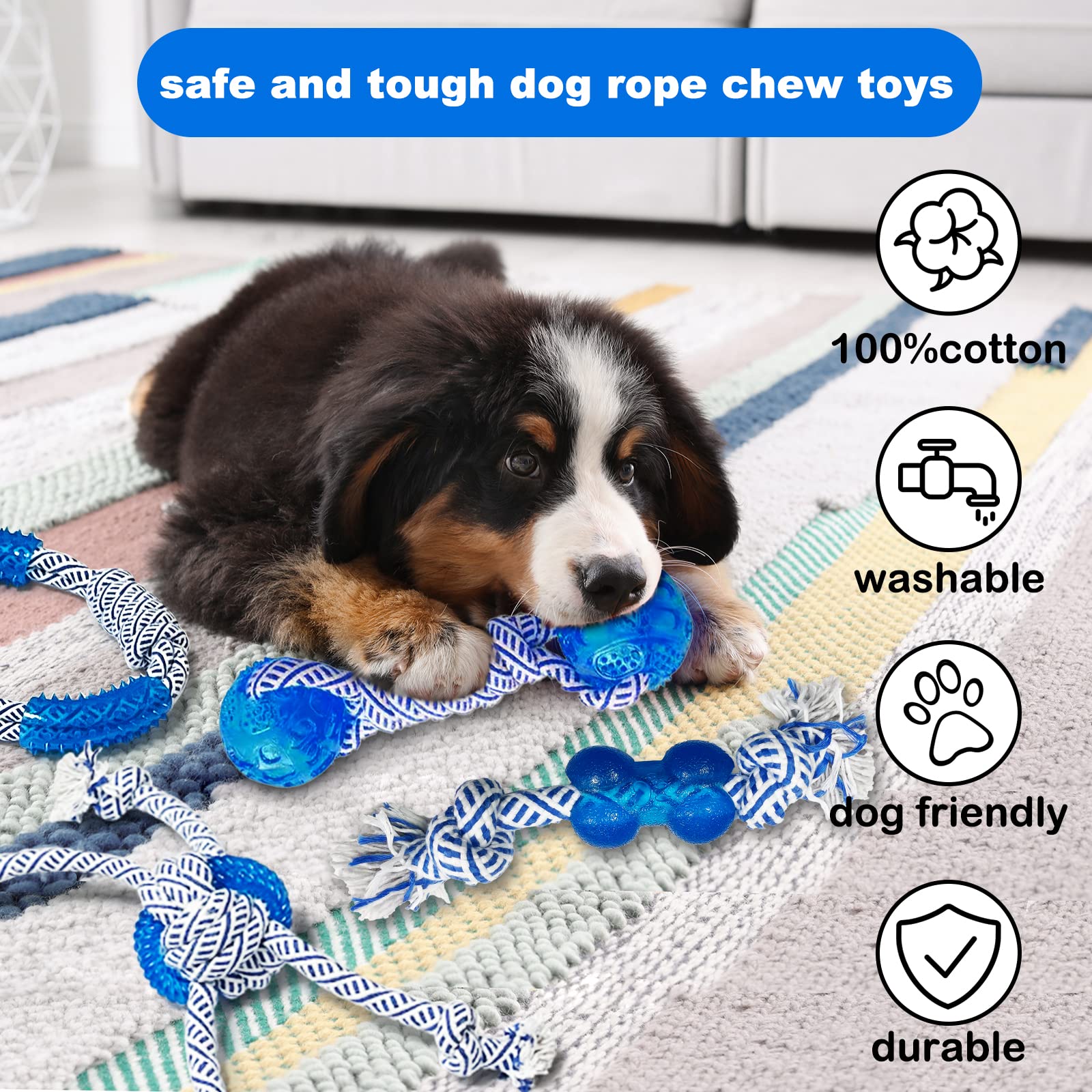 LWBMG dog rope toy circled design for engaging grabbing and chewing