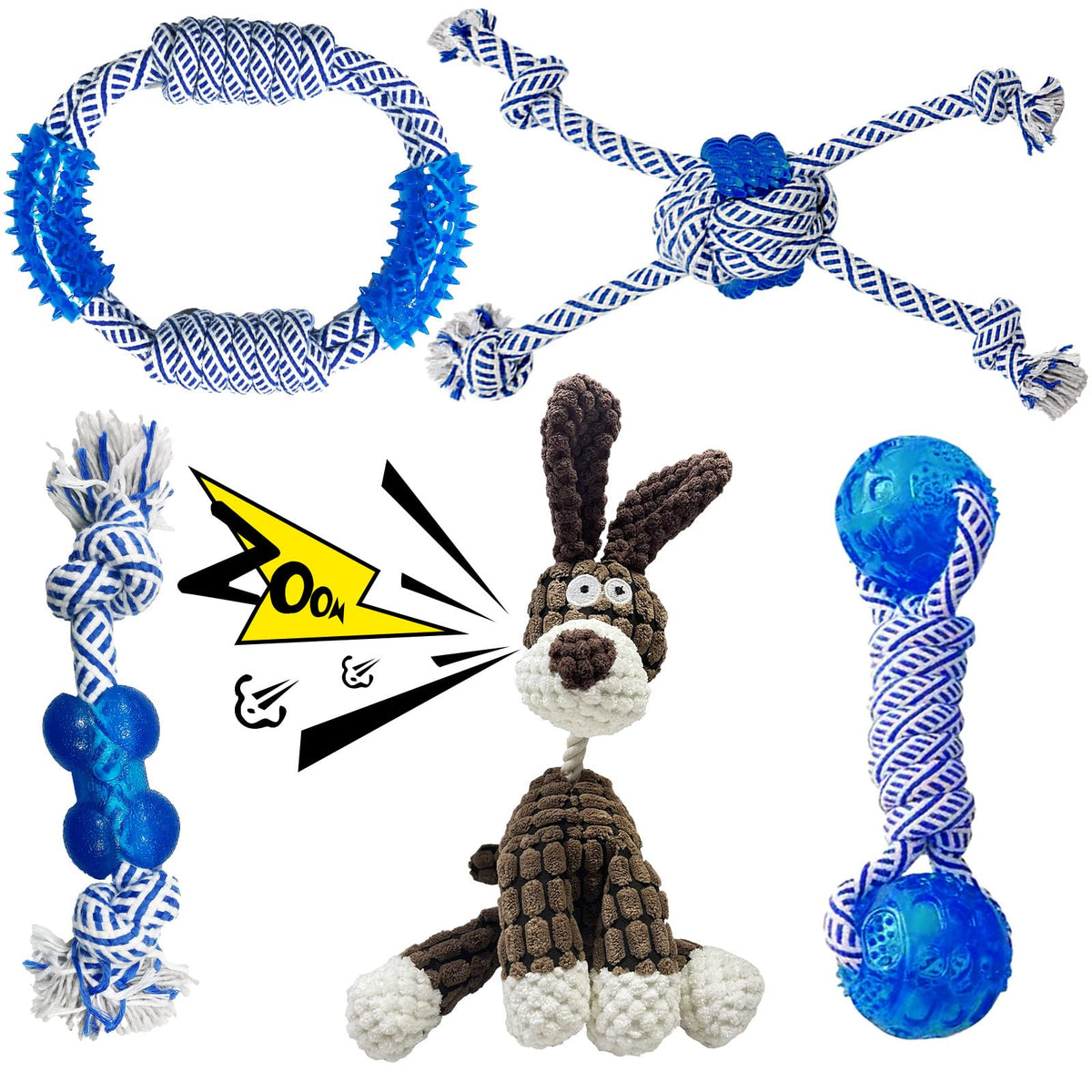LWBMG dog rope toy silicone bone close-up for textured chewing relief