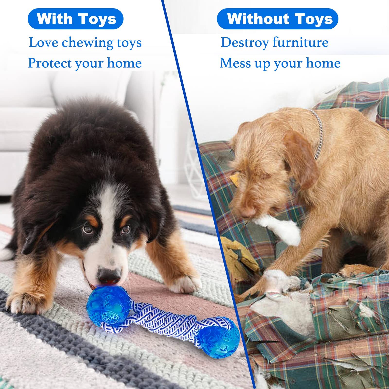 LWBMG dog rope toy squeaky plush close-up for added play appeal