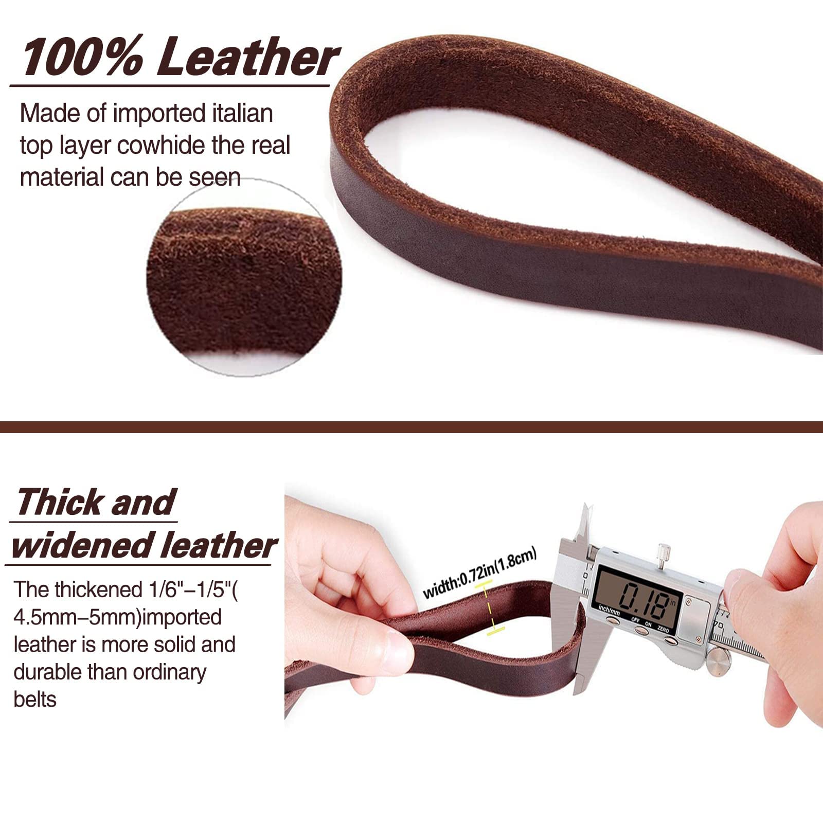 LWBMG leather dog leash 8ft in hand during walk shows comfortable control.